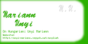 mariann unyi business card